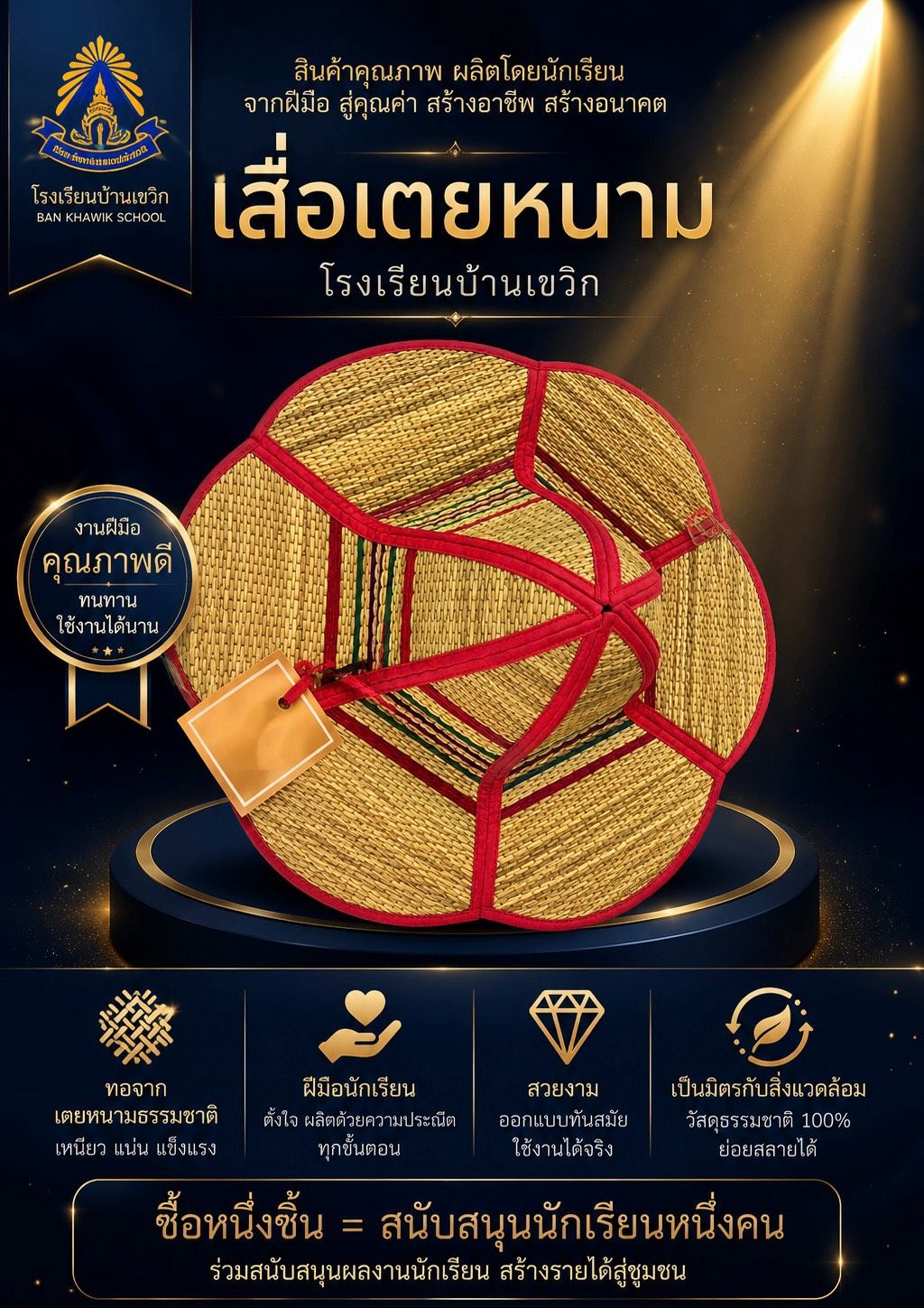 หมวกเตยหนามทอแบบพับ แบบ2ด้าน